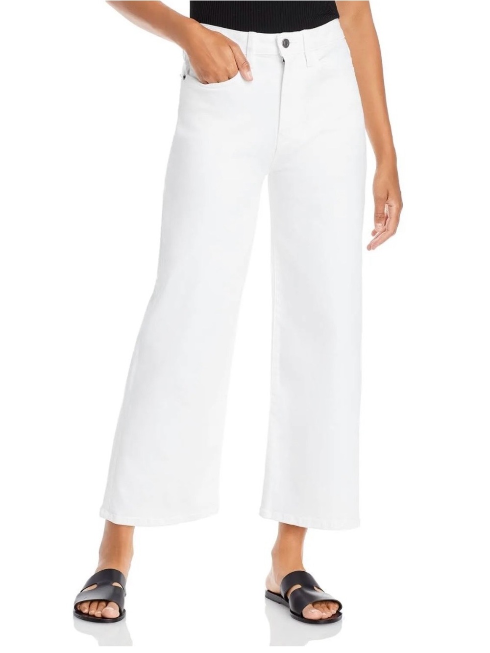 Lafayette 148 Denim Wykoff Wide Leg Cropped Jeans Washed Plaster size 31